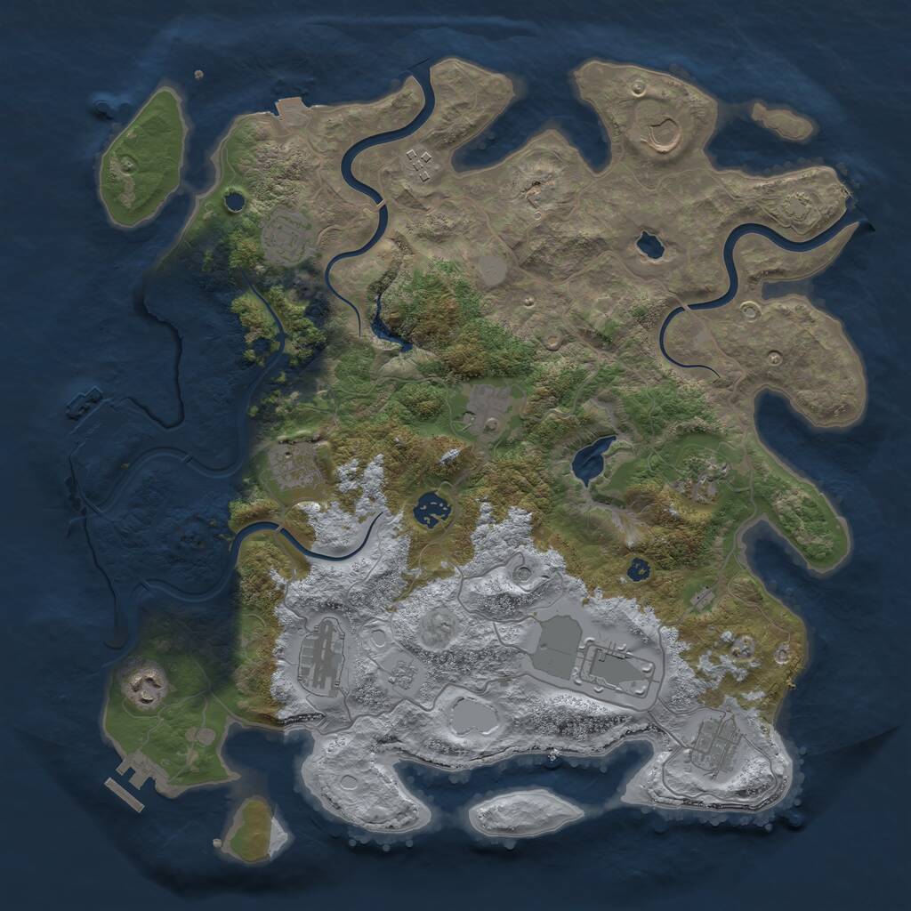 Rust Map: Procedural Map, Size: 4000, Seed: 558964331, 17 Monuments