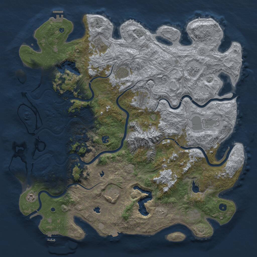 Rust Map: Procedural Map, Size: 5000, Seed: 813907272, 16 Monuments