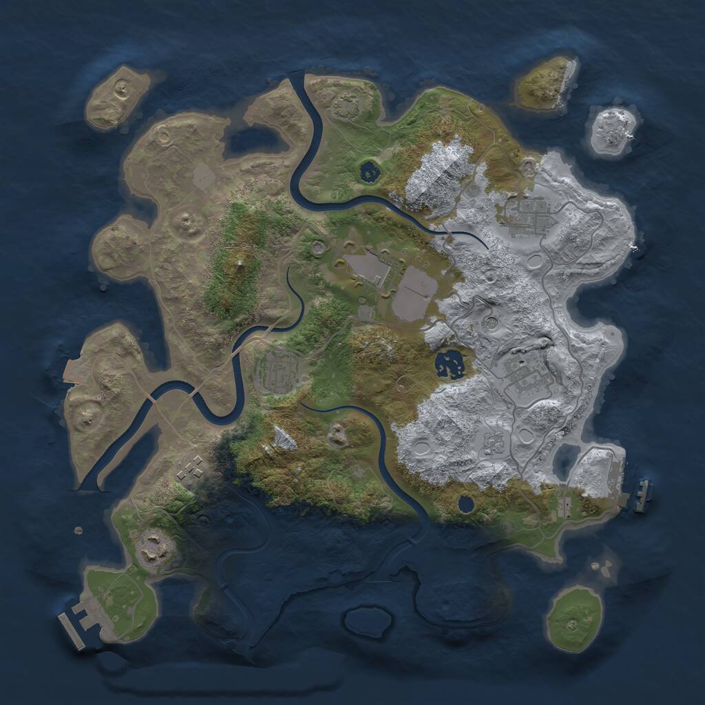 Rust Map: Procedural Map, Size: 3500, Seed: 332277500, 13 Monuments
