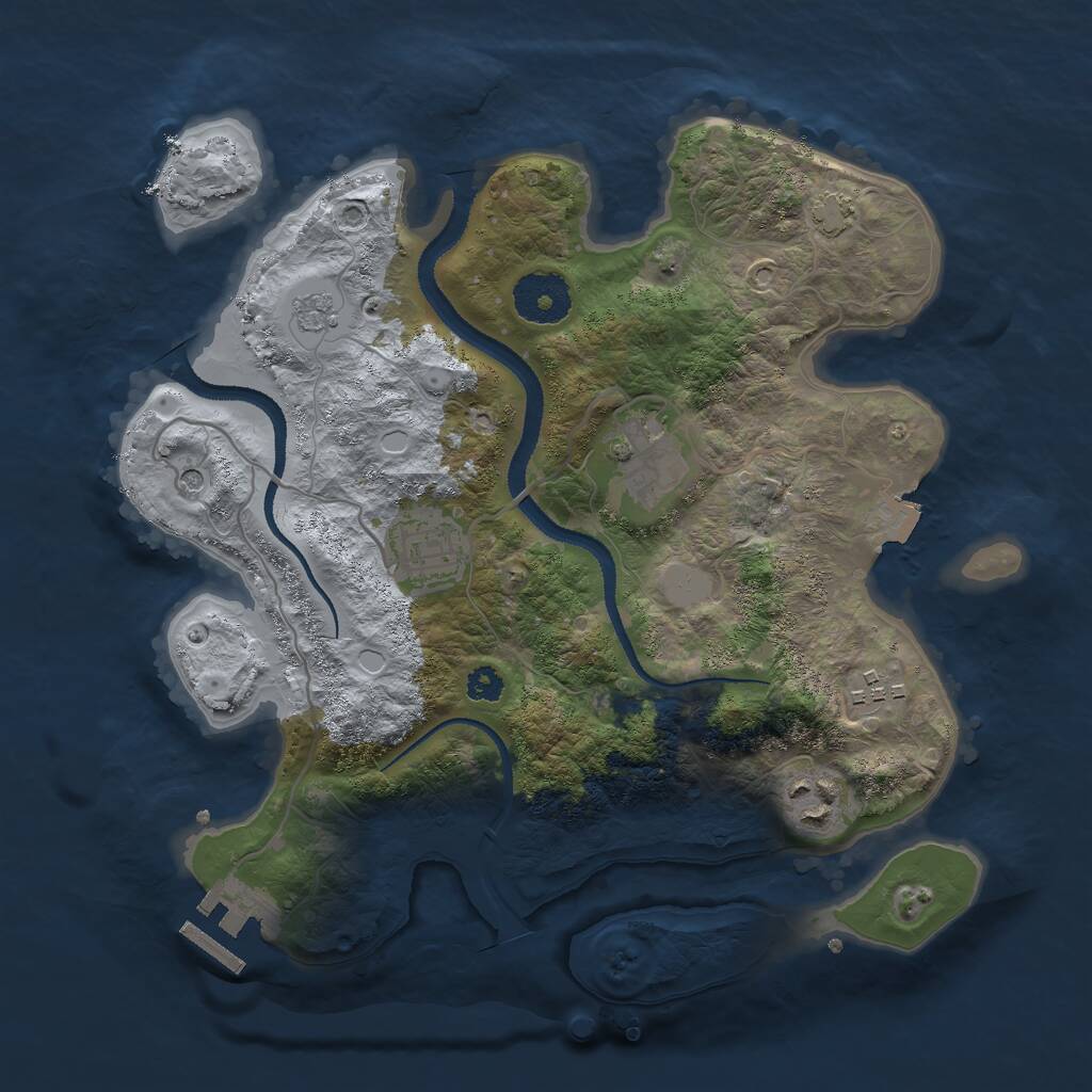 Rust Map: Procedural Map, Size: 3000, Seed: 16831, 9 Monuments