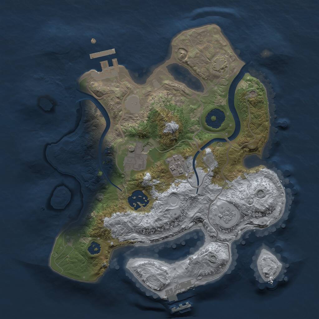 Rust Map: Procedural Map, Size: 2500, Seed: 821393840, 8 Monuments