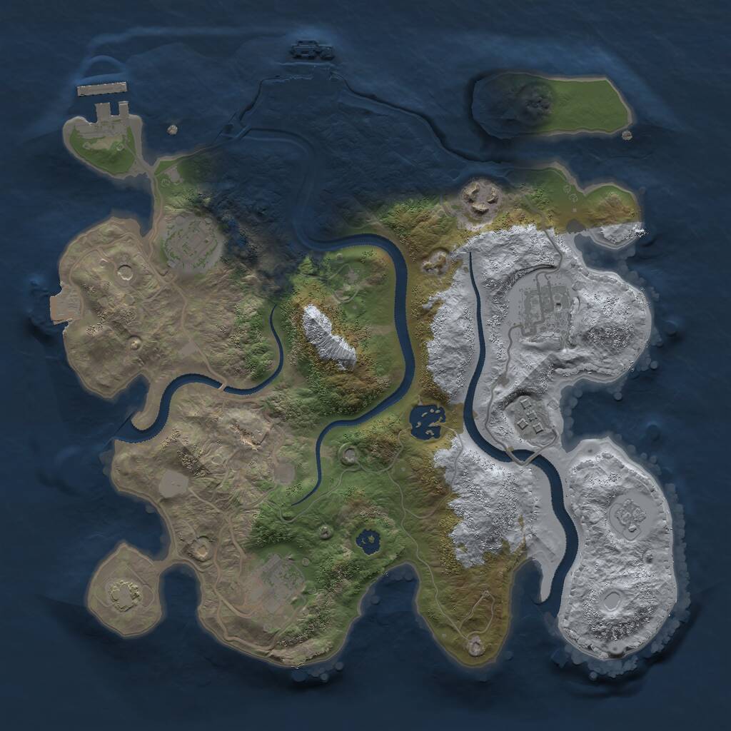 Rust Map: Procedural Map, Size: 3000, Seed: 1011561291, 12 Monuments
