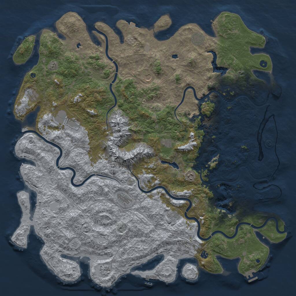Rust Map: Procedural Map, Size: 6000, Seed: 634015161, 17 Monuments