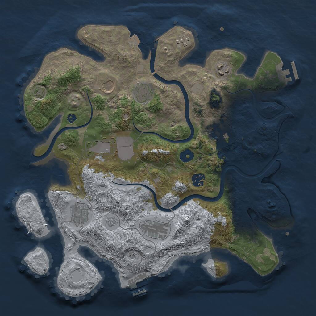 Rust Map: Procedural Map, Size: 3500, Seed: 857251, 15 Monuments