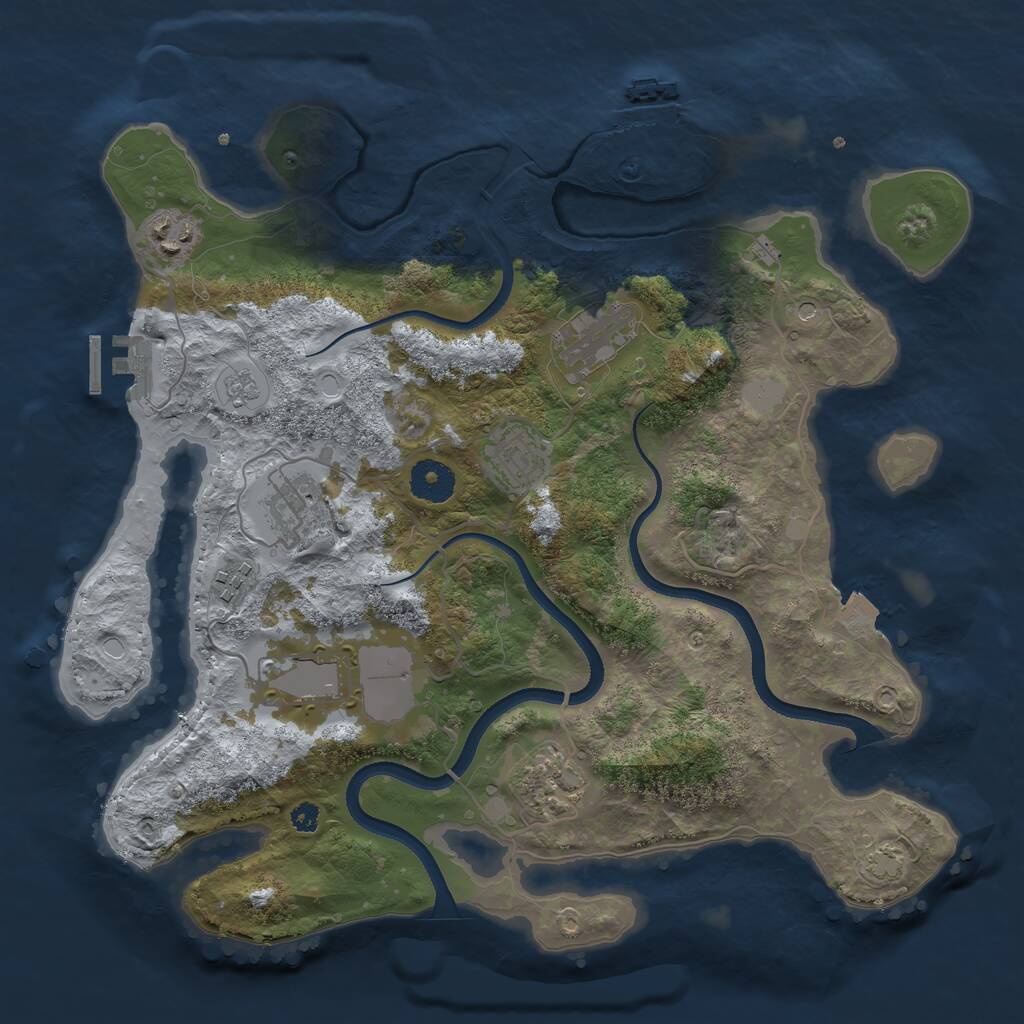 Rust Map: Procedural Map, Size: 3500, Seed: 1015733733, 13 Monuments