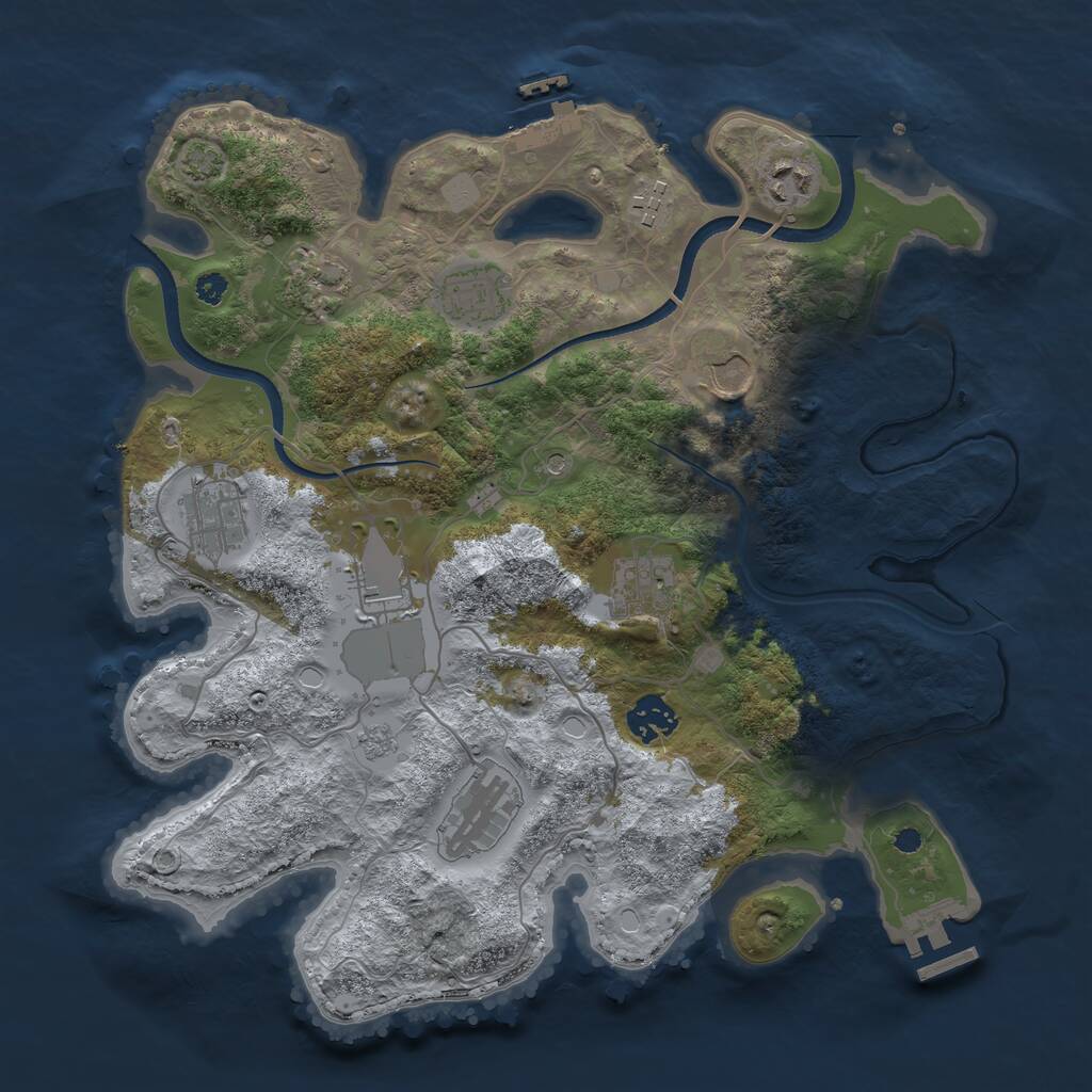Rust Map: Procedural Map, Size: 3500, Seed: 541391527, 16 Monuments