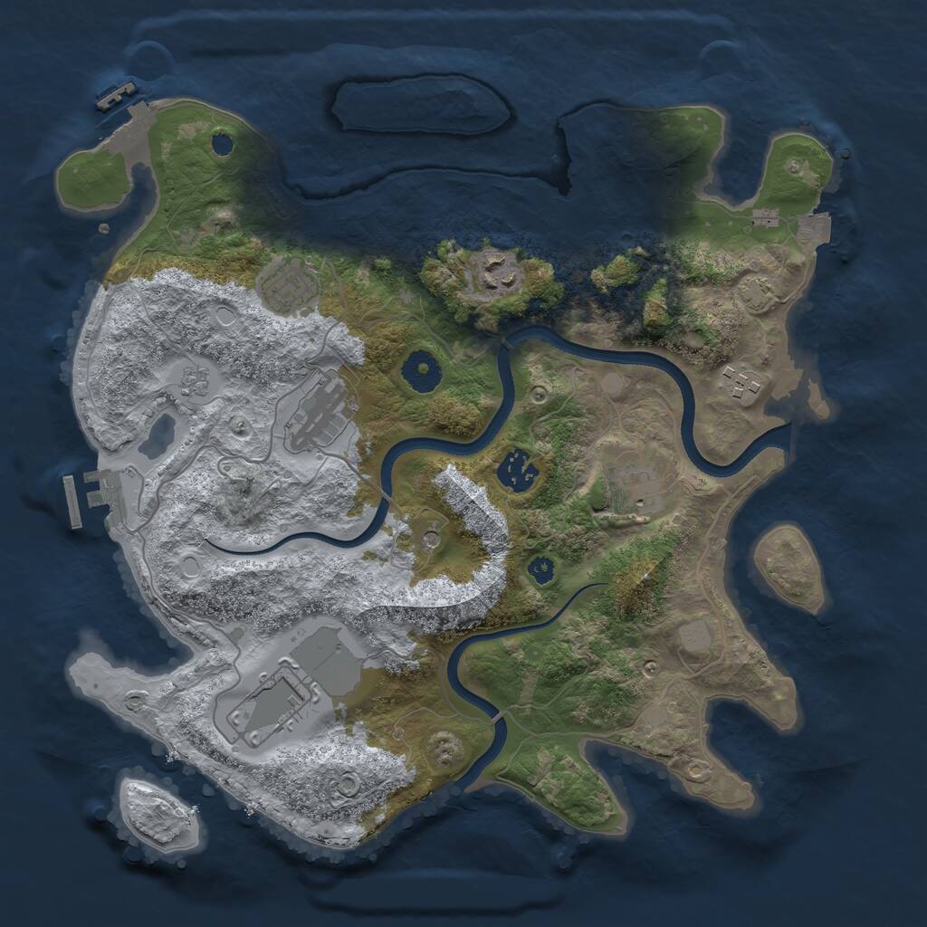 Rust Map: Procedural Map, Size: 3500, Seed: 869922929, 13 Monuments