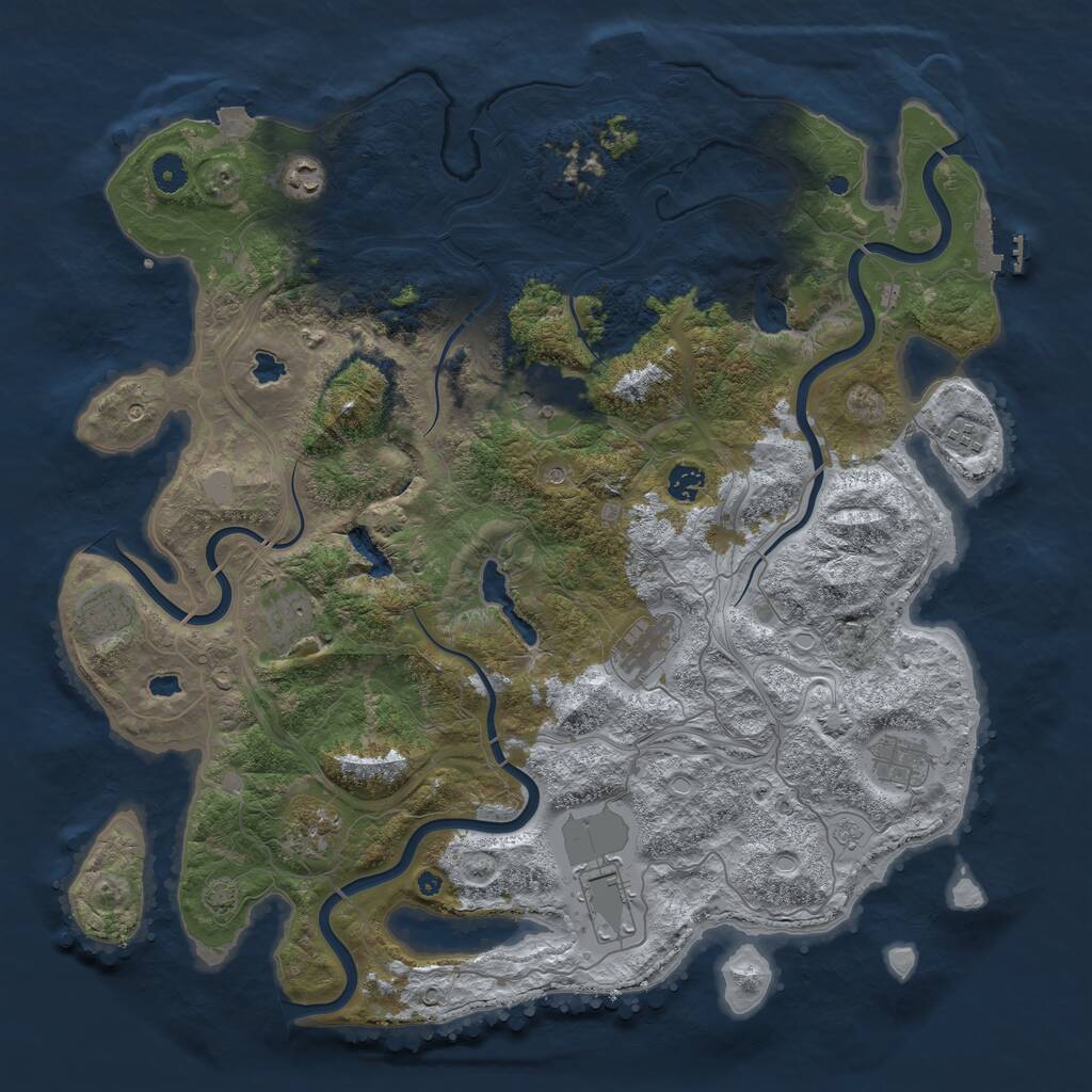 Rust Map: Procedural Map, Size: 4500, Seed: 1046540388, 16 Monuments