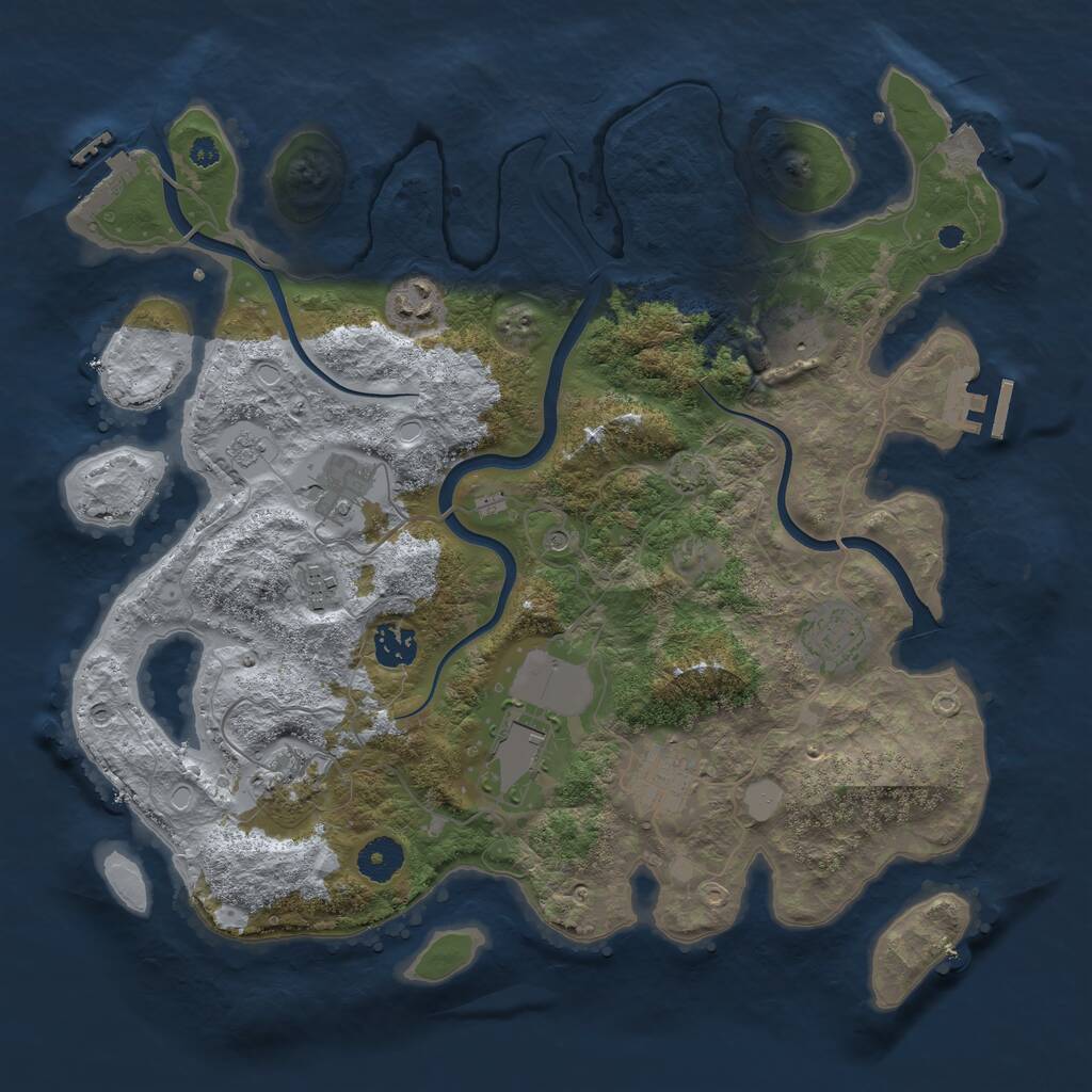 Rust Map: Procedural Map, Size: 3700, Seed: 1336777459, 15 Monuments