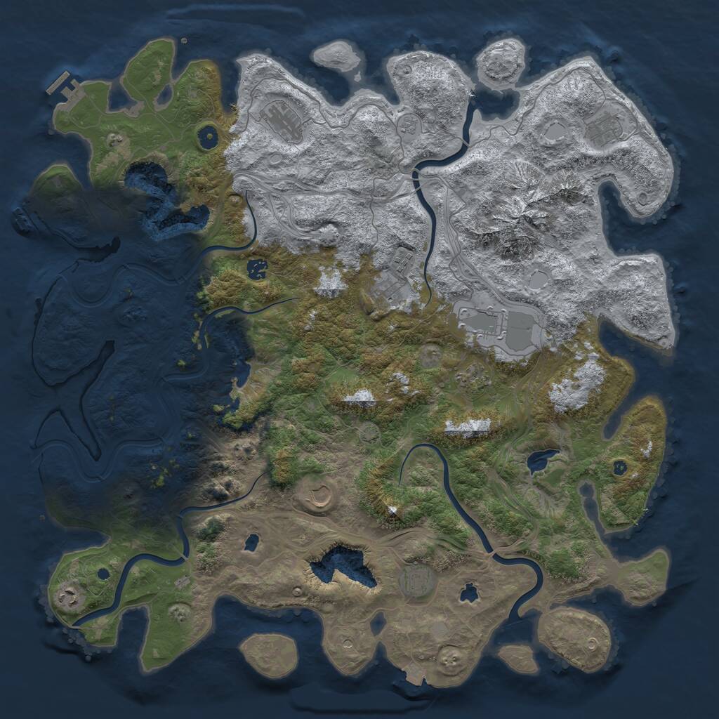 Rust Map: Procedural Map, Size: 5000, Seed: 845827396, 16 Monuments