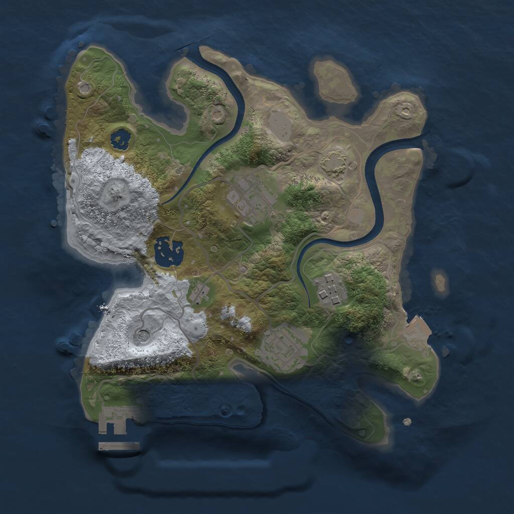 Rust Map: Procedural Map, Size: 2500, Seed: 6911, 8 Monuments