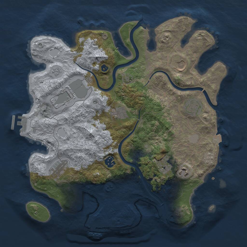 Rust Map: Procedural Map, Size: 3500, Seed: 1832394850, 15 Monuments