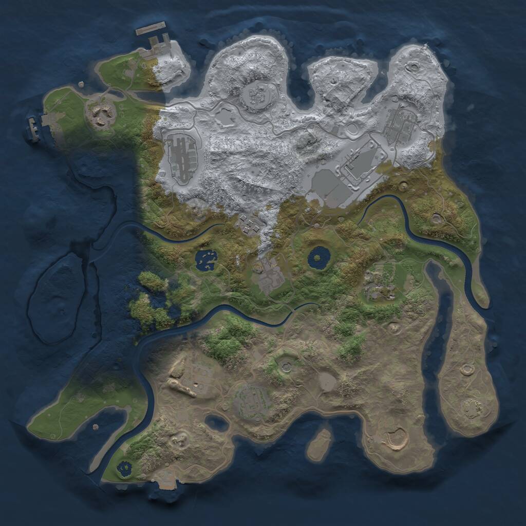 Rust Map: Procedural Map, Size: 3500, Seed: 1934898800, 17 Monuments