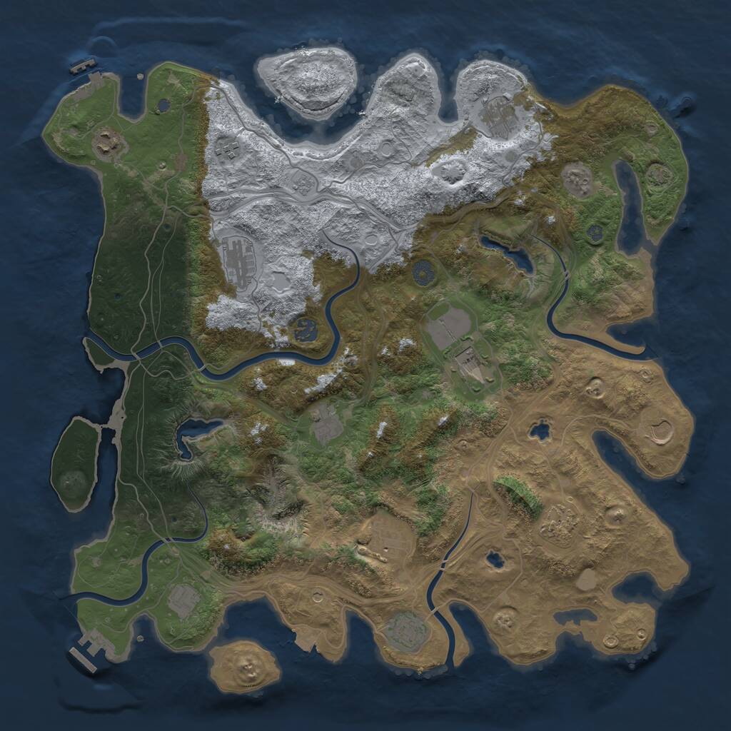 Rust Map: Procedural Map, Size: 4500, Seed: 1724739207, 19 Monuments