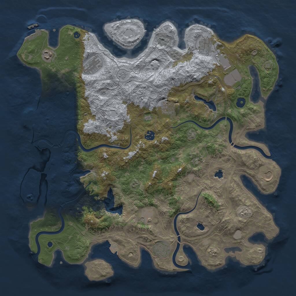 Rust Map: Procedural Map, Size: 4500, Seed: 1724739207, 17 Monuments