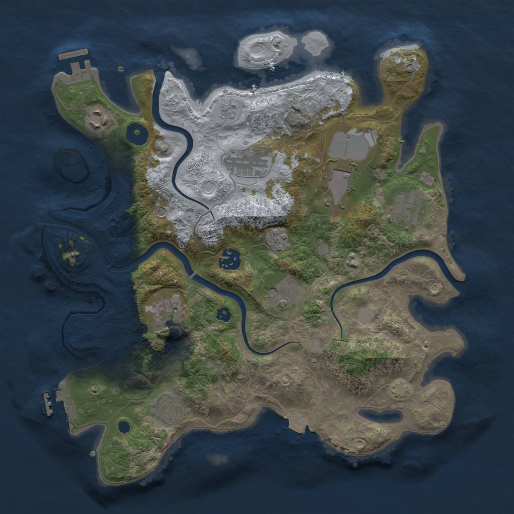 Rust Map: Procedural Map, Size: 3500, Seed: 1497047505, 15 Monuments