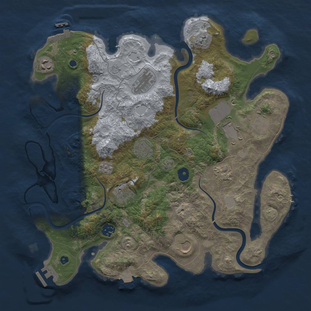 Rust Map: Procedural Map, Size: 3750, Seed: 79221129, 16 Monuments