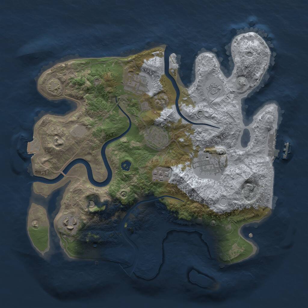 Rust Map: Procedural Map, Size: 3000, Seed: 2087421321, 10 Monuments