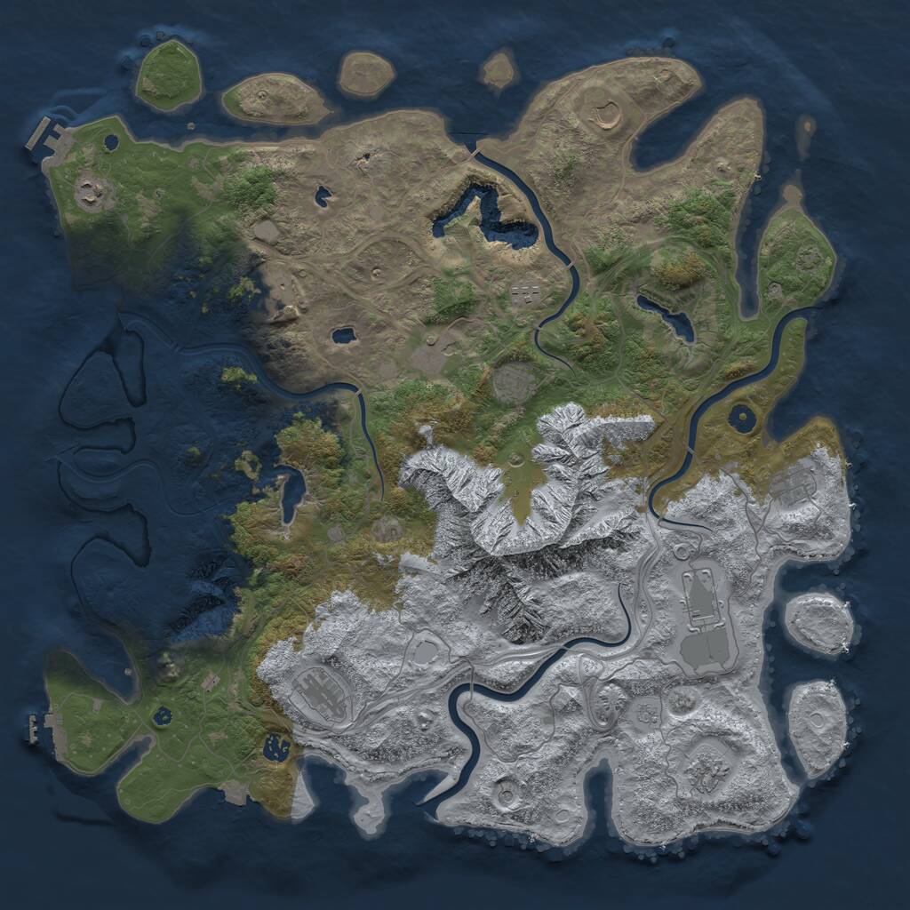Rust Map: Procedural Map, Size: 5000, Seed: 1162800386, 17 Monuments