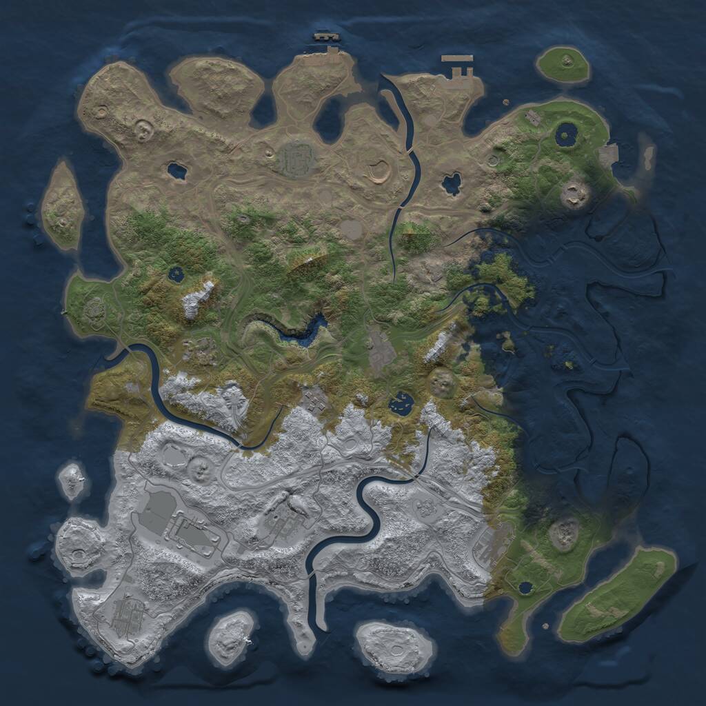 Rust Map: Procedural Map, Size: 4500, Seed: 1818453211, 17 Monuments