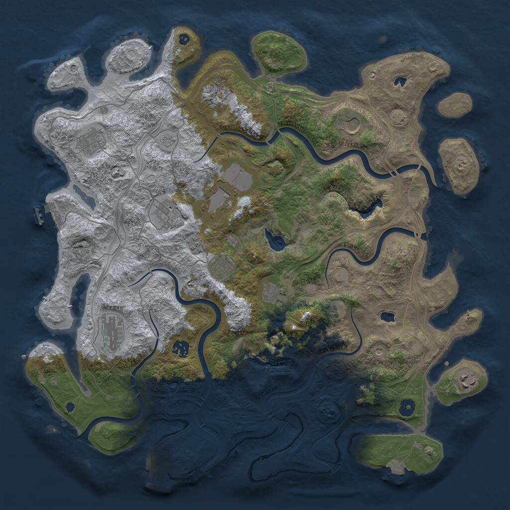 Rust Map: Procedural Map, Size: 4500, Seed: 1168860372, 17 Monuments