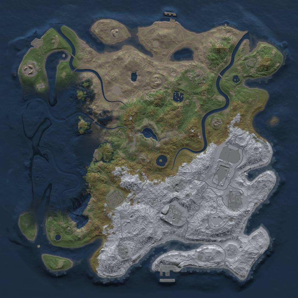 Rust Map: Procedural Map, Size: 4000, Seed: 2075061454, 15 Monuments
