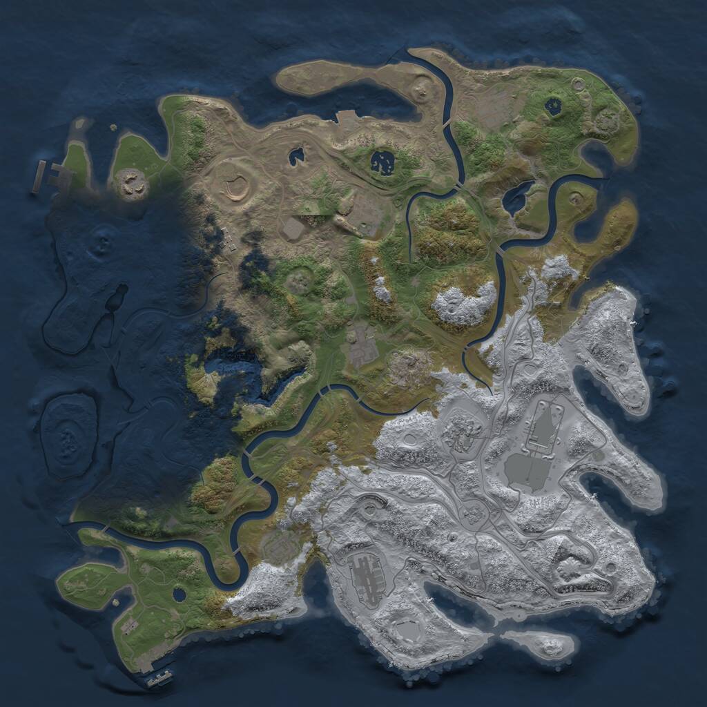 Rust Map: Procedural Map, Size: 4250, Seed: 288269907, 17 Monuments