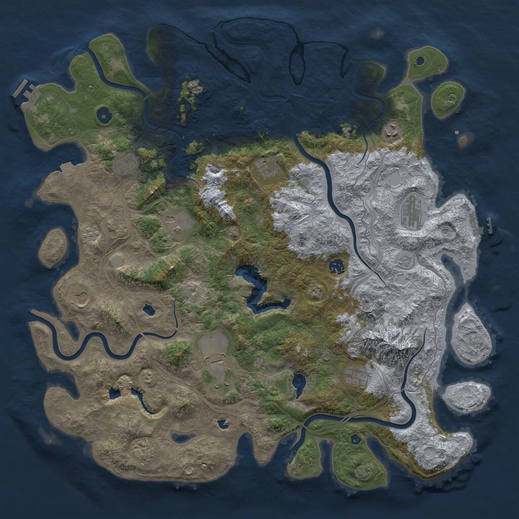 Rust Map: Procedural Map, Size: 5000, Seed: 197396198, 17 Monuments