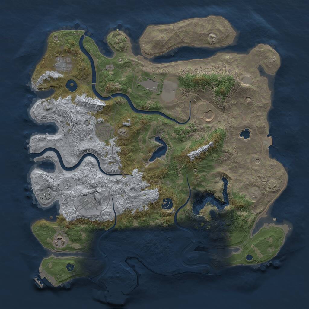 Rust Map: Procedural Map, Size: 4000, Seed: 80625705, 14 Monuments