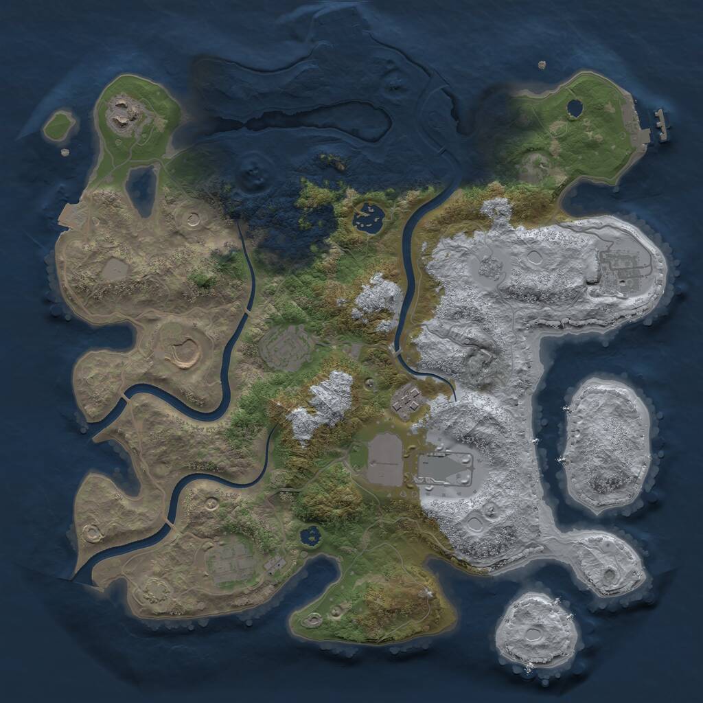 Rust Map: Procedural Map, Size: 3500, Seed: 5841239, 14 Monuments