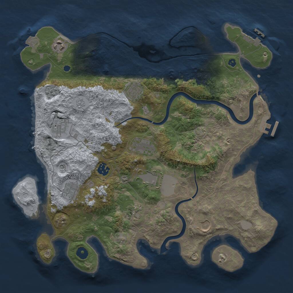 Rust Map: Procedural Map, Size: 3750, Seed: 660388544, 16 Monuments