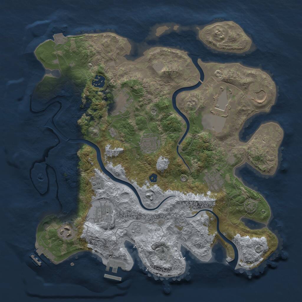 Rust Map: Procedural Map, Size: 3500, Seed: 357185356, 15 Monuments