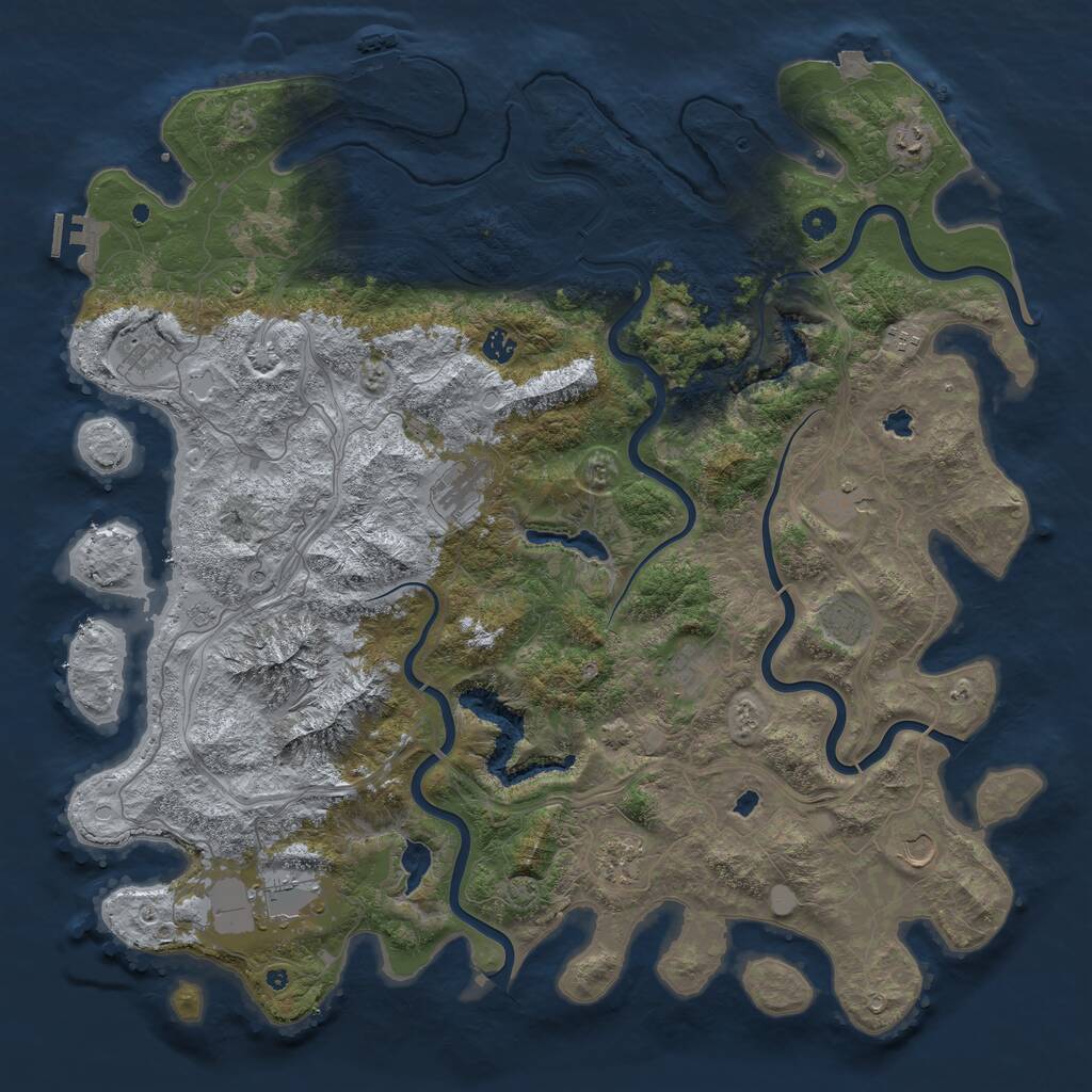 Rust Map: Procedural Map, Size: 5000, Seed: 1365769805, 17 Monuments