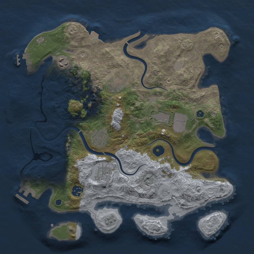 Rust Map: Procedural Map, Size: 3500, Seed: 1459911533, 13 Monuments