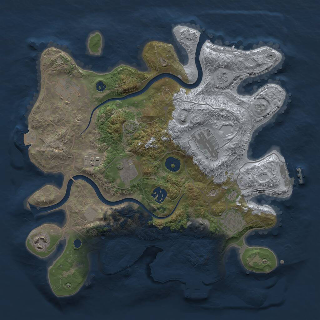 Rust Map: Procedural Map, Size: 3200, Seed: 1330585641, 13 Monuments