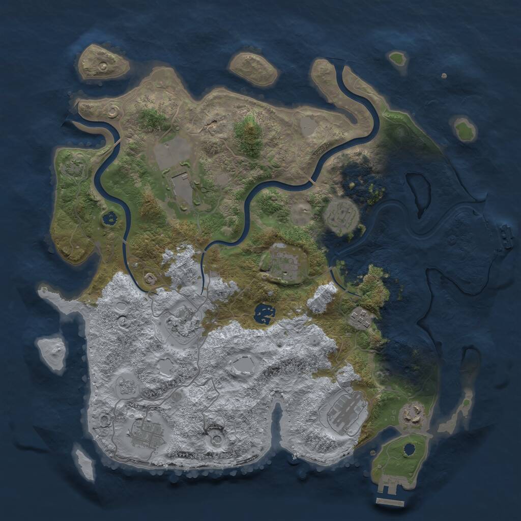 Rust Map: Procedural Map, Size: 3750, Seed: 1658985060, 15 Monuments
