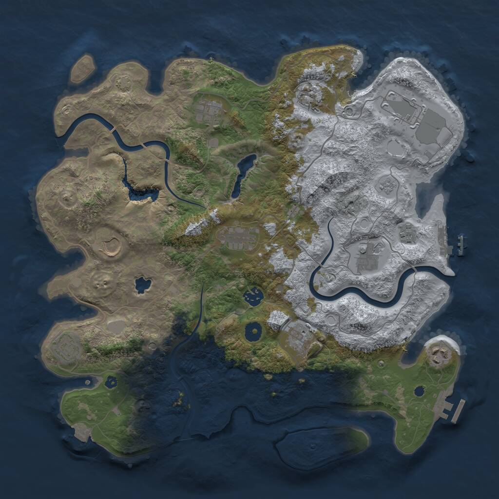 Rust Map: Procedural Map, Size: 4000, Seed: 791172620, 17 Monuments