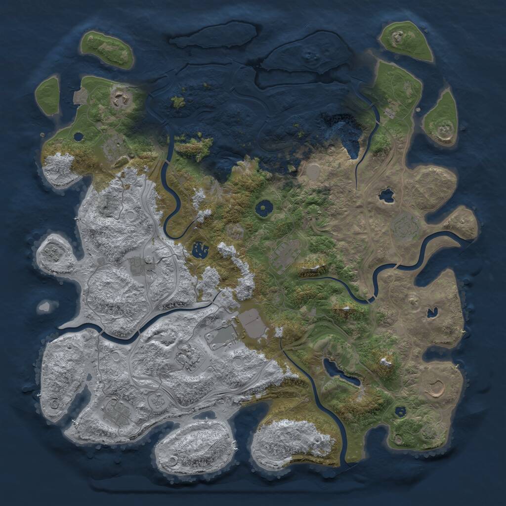 Rust Map: Procedural Map, Size: 4500, Seed: 1709566498, 15 Monuments