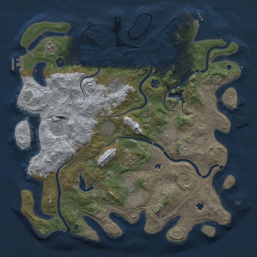 Rust Map: Procedural Map, Size: 4500, Seed: 65452, 16 Monuments