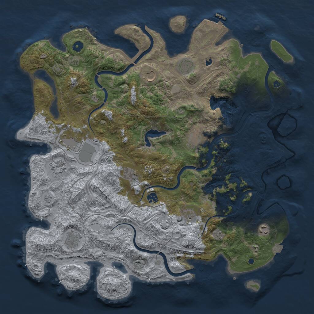 Rust Map: Procedural Map, Size: 4500, Seed: 1243626315, 17 Monuments