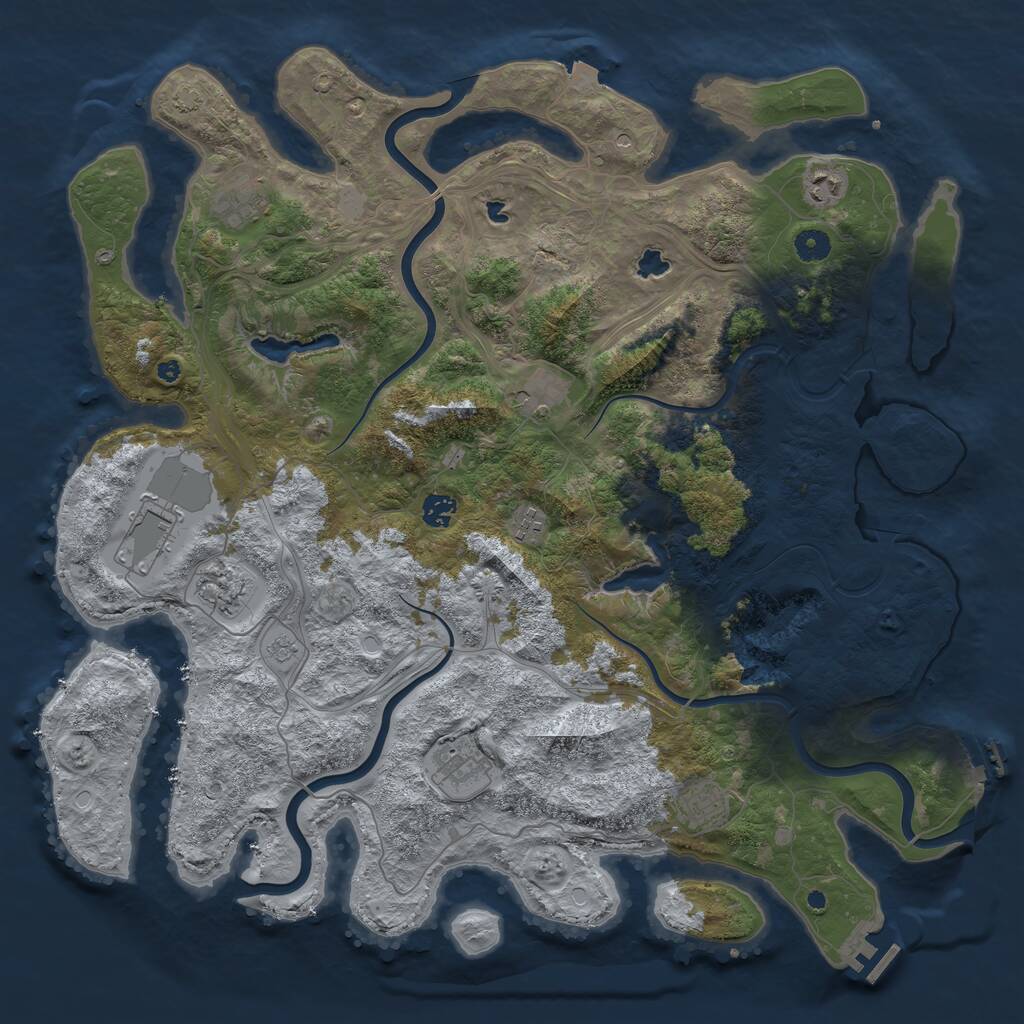 Rust Map: Procedural Map, Size: 4500, Seed: 1070745380, 15 Monuments