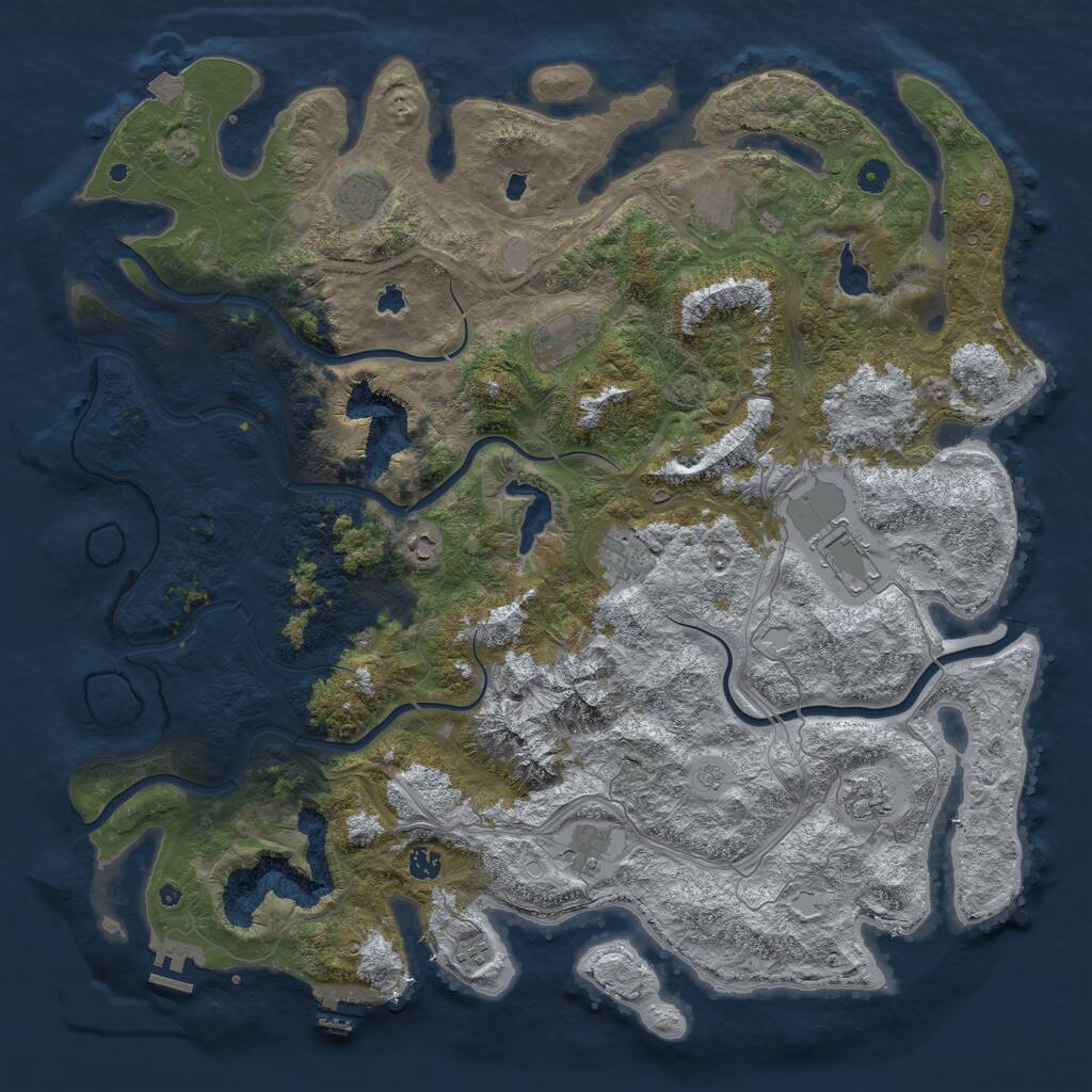 Rust Map: Procedural Map, Size: 5000, Seed: 1386609987, 16 Monuments