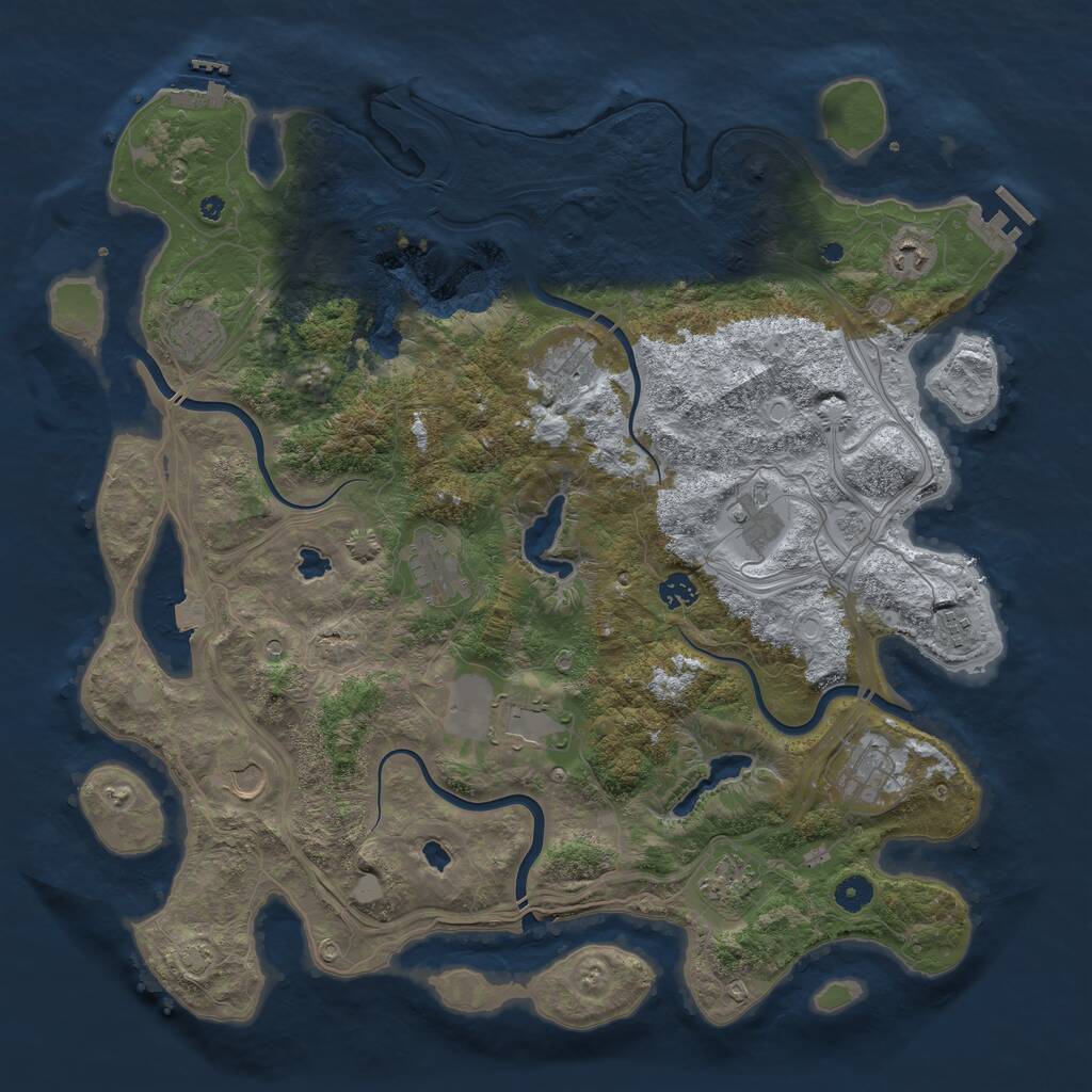Rust Map: Procedural Map, Size: 4500, Seed: 416694620, 17 Monuments