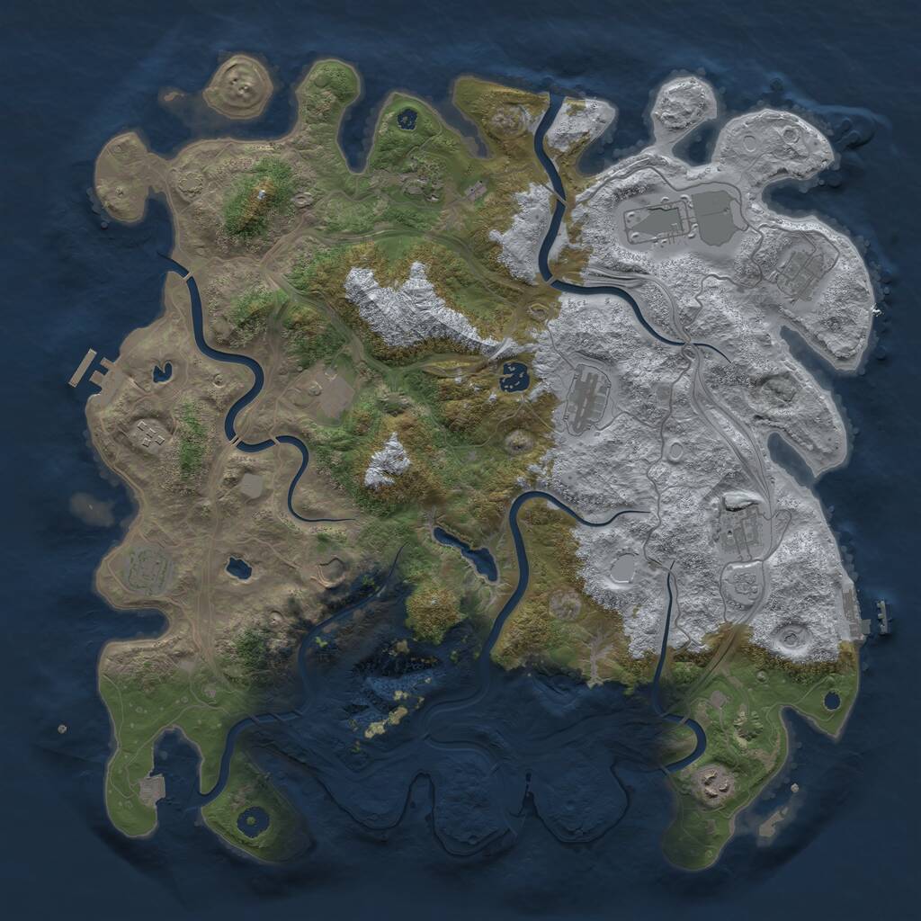 Rust Map: Procedural Map, Size: 4500, Seed: 2043424415, 17 Monuments
