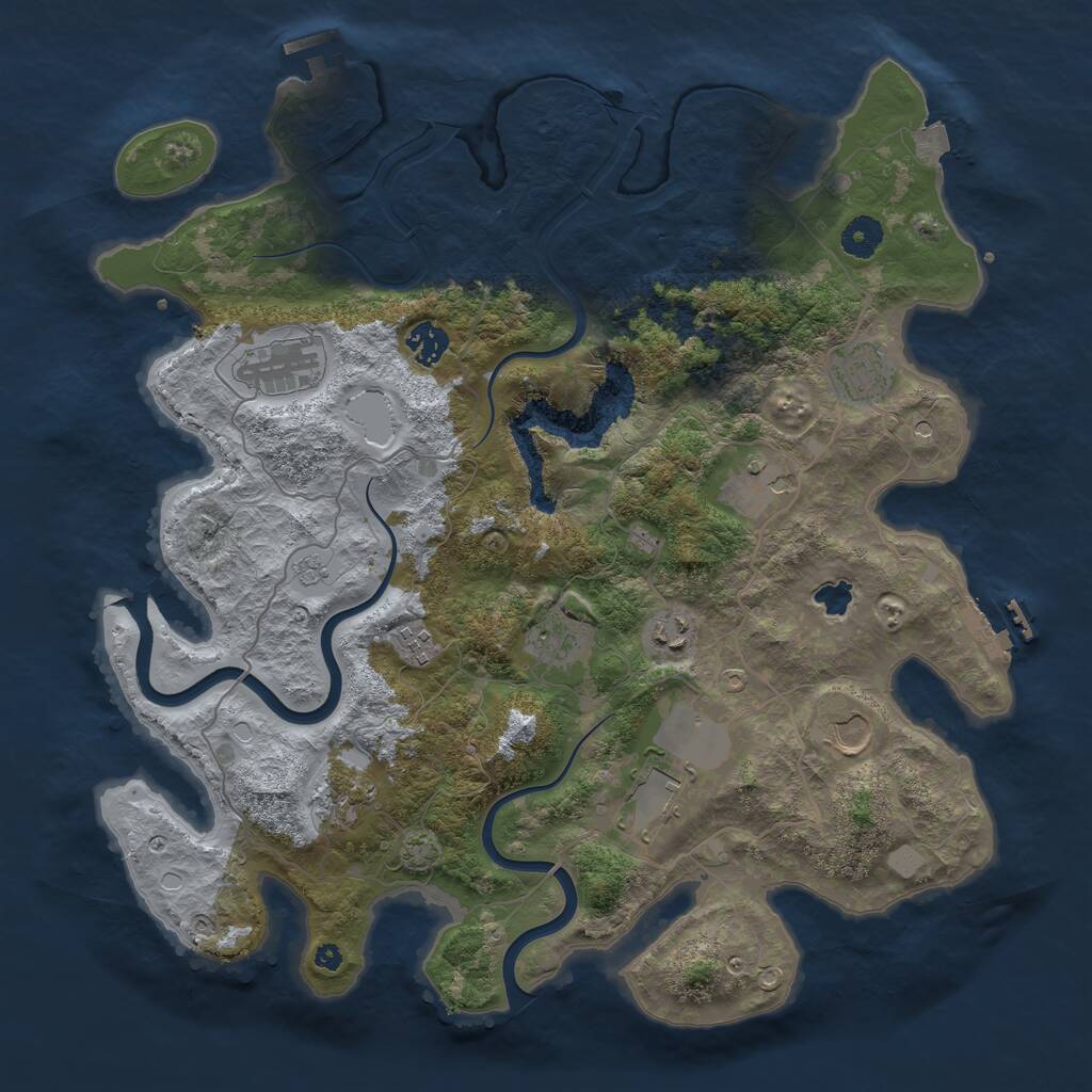 Rust Map: Procedural Map, Size: 4000, Seed: 214546267, 16 Monuments