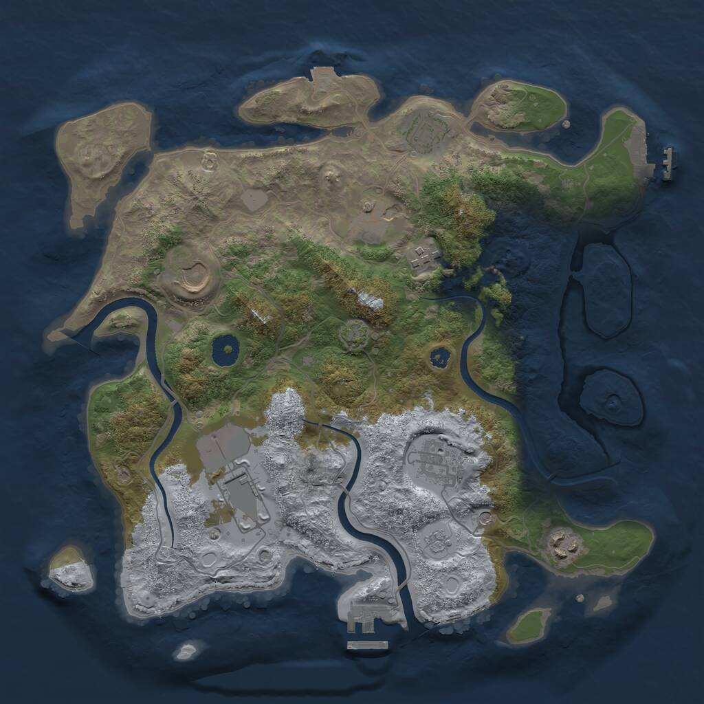 Rust Map: Procedural Map, Size: 3500, Seed: 1238941511, 13 Monuments