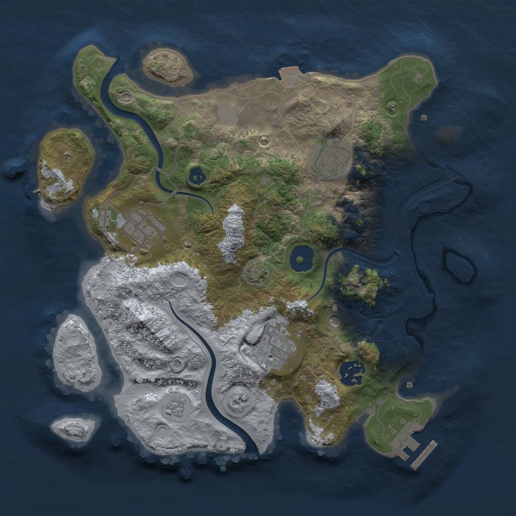 Rust Map: Procedural Map, Size: 3000, Seed: 93718, 9 Monuments