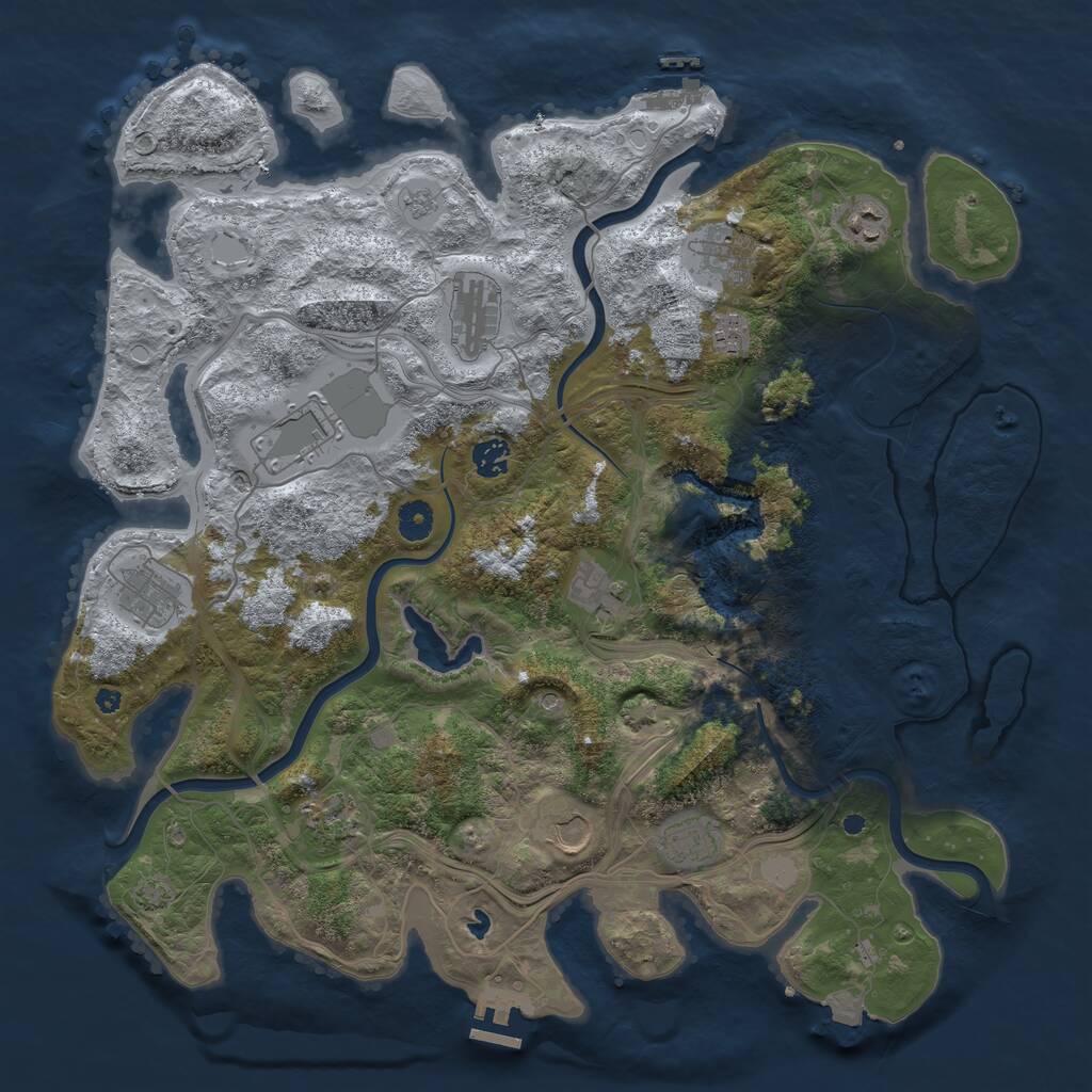 Rust Map: Procedural Map, Size: 4250, Seed: 644988743, 17 Monuments