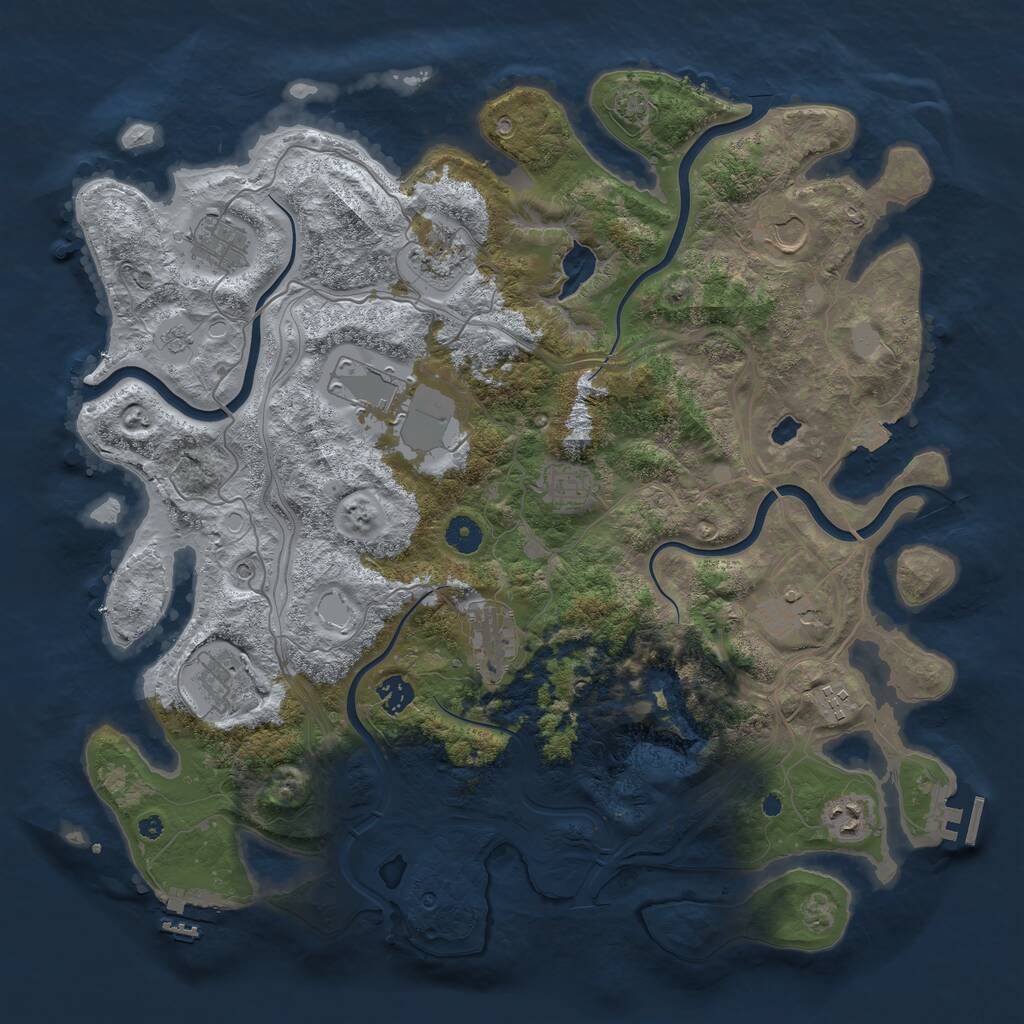 Rust Map: Procedural Map, Size: 4250, Seed: 854357642, 17 Monuments