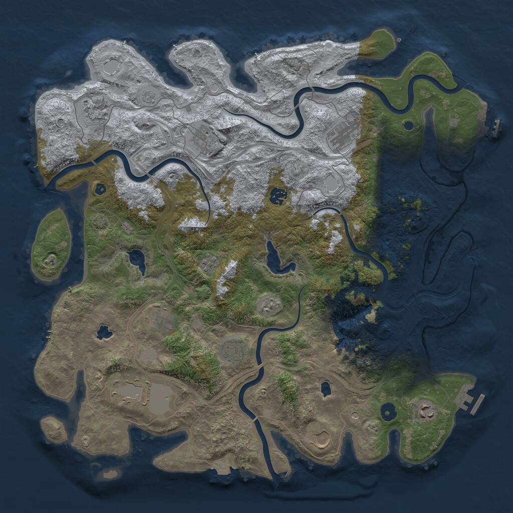 Rust Map: Procedural Map, Size: 4500, Seed: 861765867, 16 Monuments